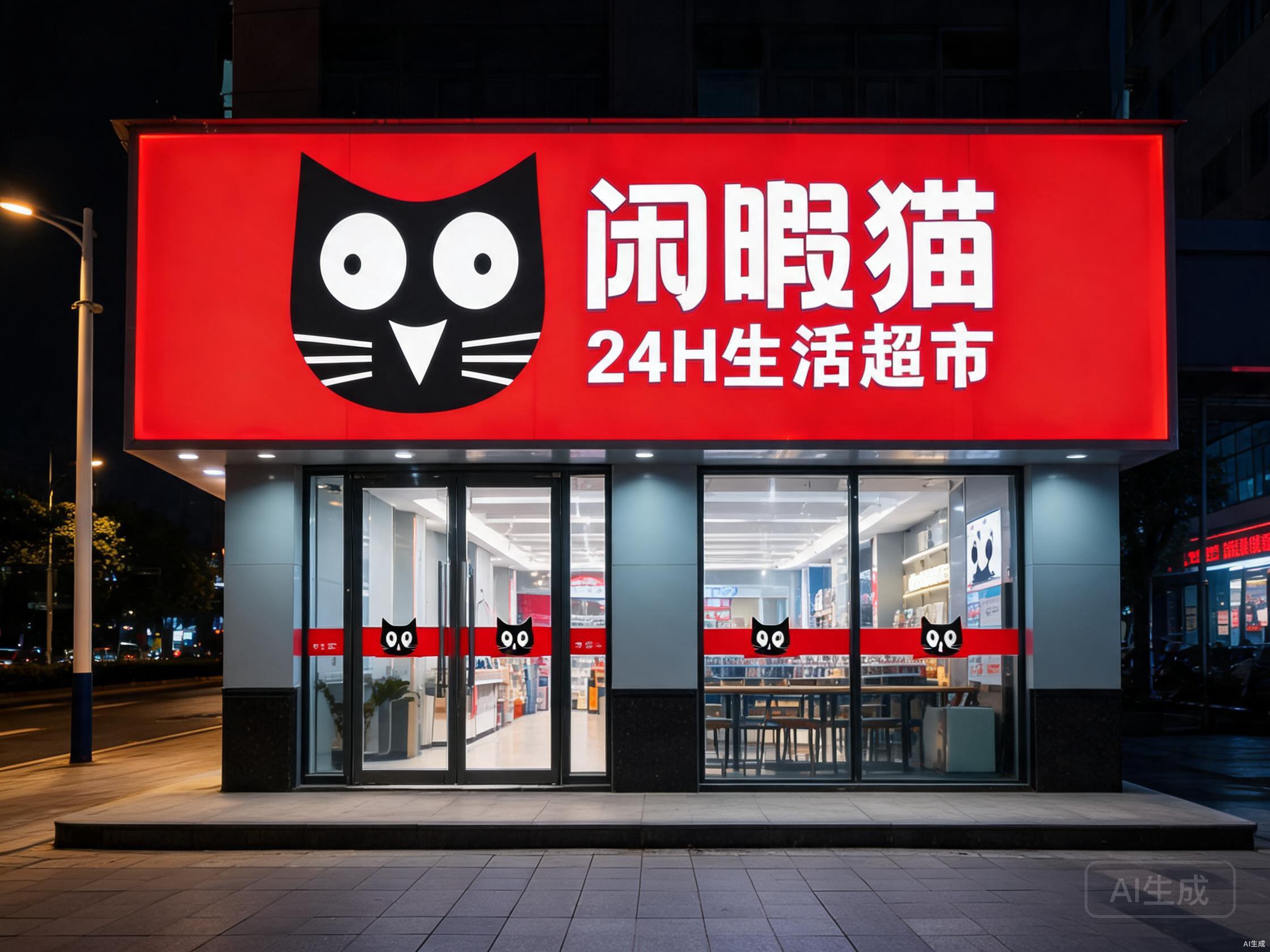 闲暇猫门头招牌